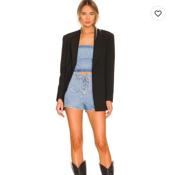 x REVOLVE Lace Up Top & Shortd in Medium Wash - Picture 2 of 11